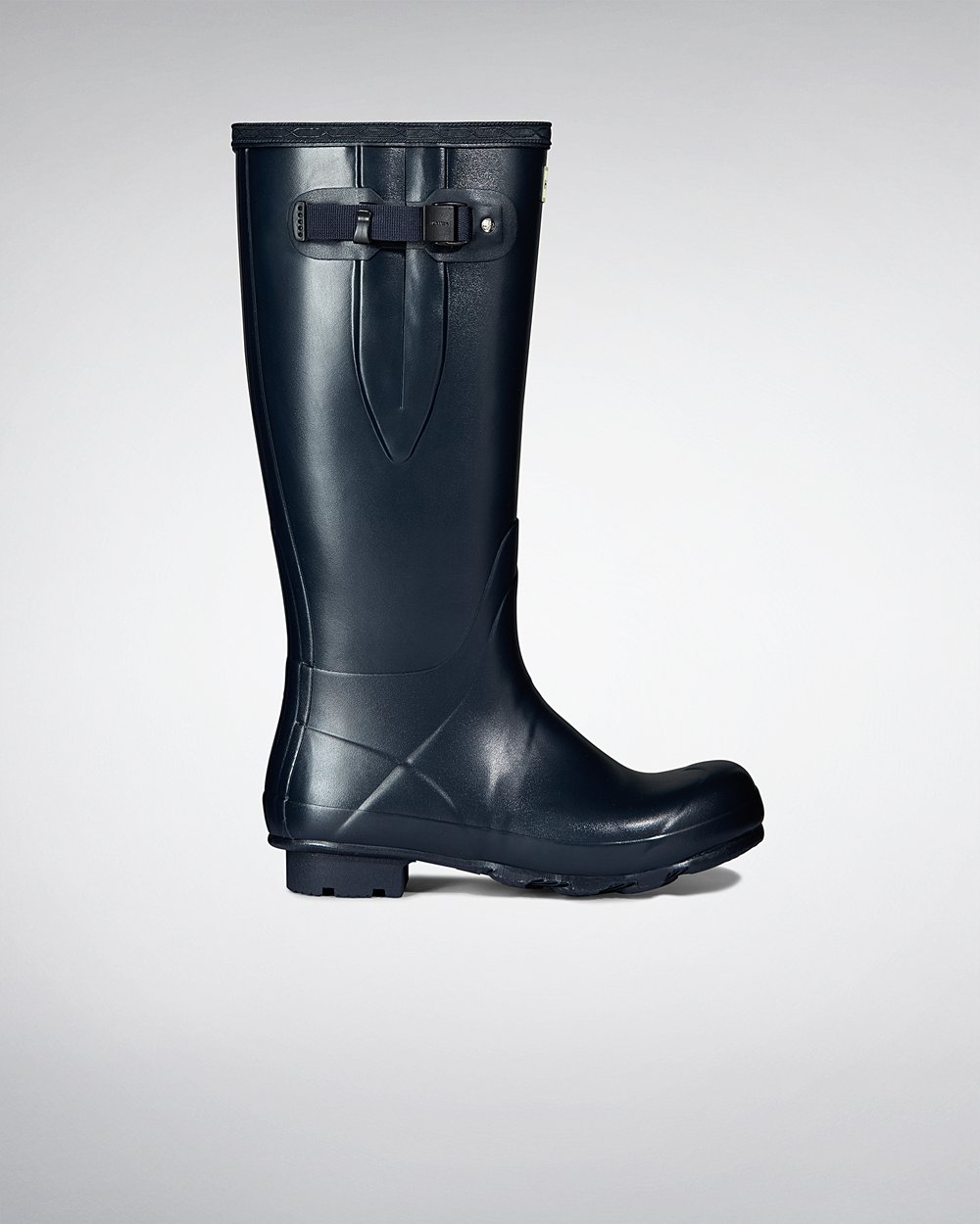 Mens Tall Rain Boots - Hunter Norris Field Side Adjustable (72EUHSLGC) - Navy